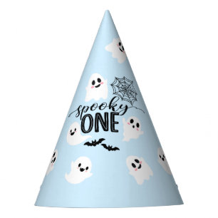 Spooky One Ghost Blue Halloween Party Hat