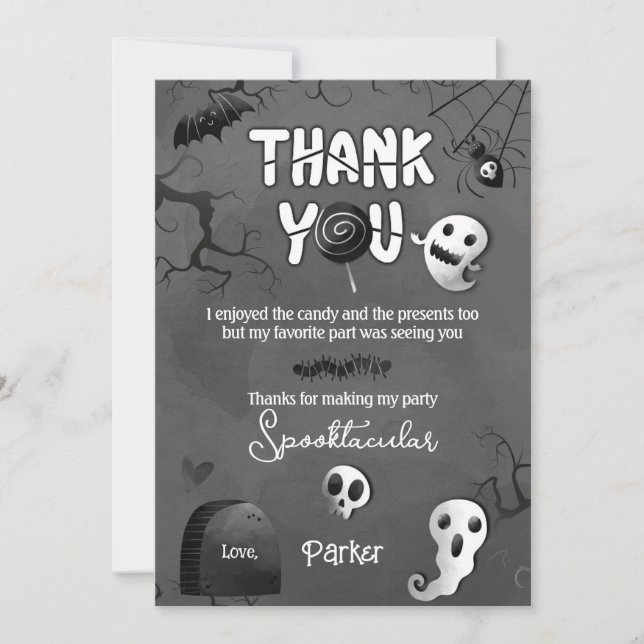 Spooky One Ghost Halloween Thank You Cards (Front)
