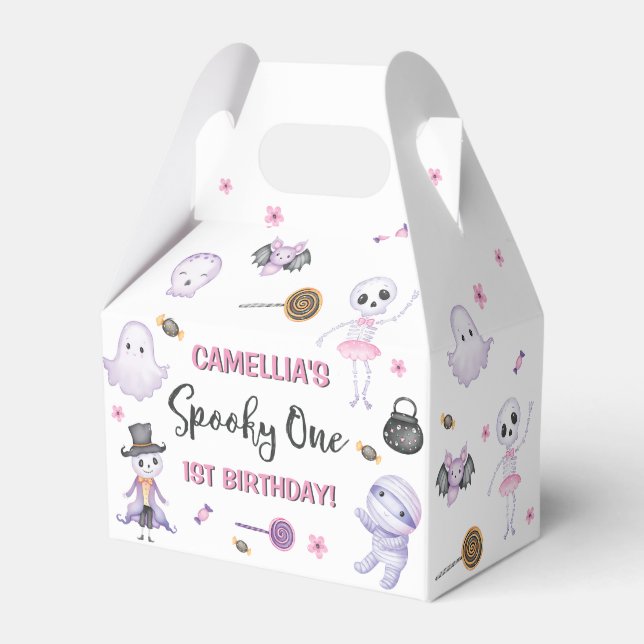 Spooky One Girls Halloween 1st Birthday  Favor Box (Front Side)