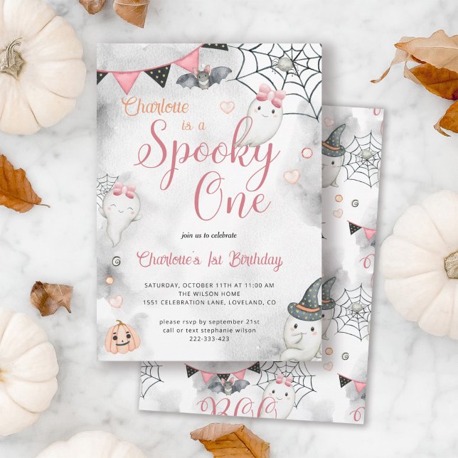Spooky One Girls Halloween 1st Birthday Invitation (Creator Uploaded)