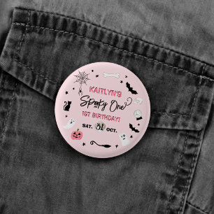 Spooky One! Girls Halloween 1st Birthday Party 1 Inch Round Button