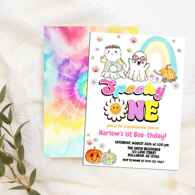 Spooky One Groovy Ghost Halloween 1st Birthday Invitation (Creator Uploaded)