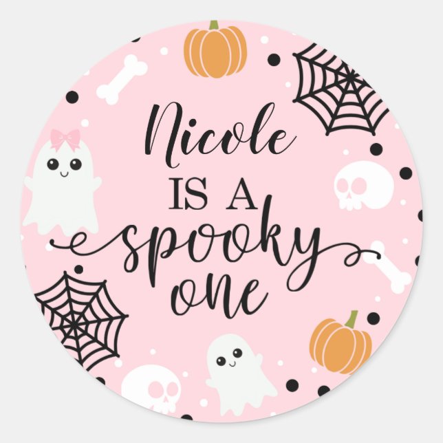 Spooky One Halloween 1st Birthday Favour Sticker (Front)