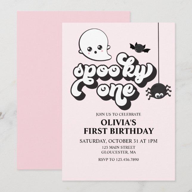 Spooky One Halloween 1st Birthday  Invitation (Front/Back)