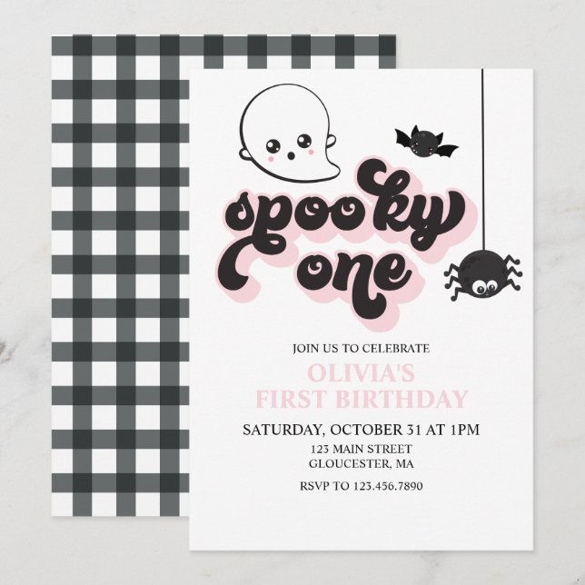 Spooky One Halloween 1st Birthday  Invitation (Front/Back)