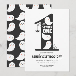 Spooky One Halloween 1st Birthday Invitation Ghost