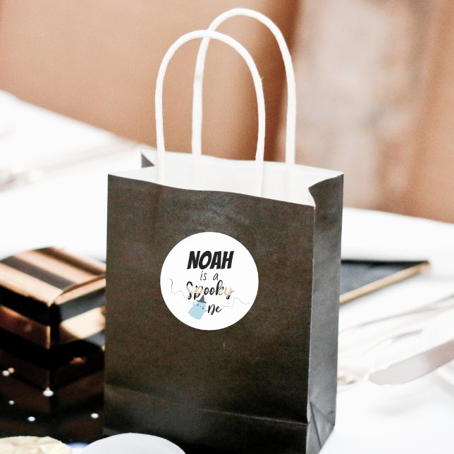 Spooky One | Halloween 1st Birthday | Minimal Blue Classic Round Sticker (Creator Uploaded)