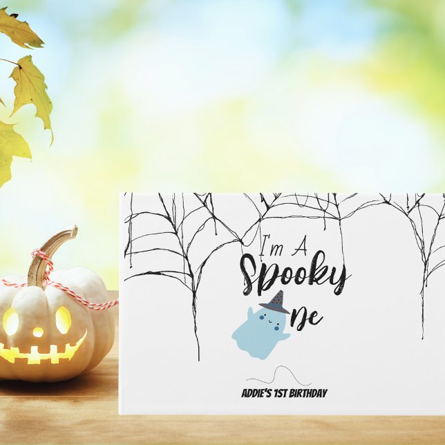 Spooky One | Halloween 1st Birthday | Minimal Blue Guest Book (Creator Uploaded)