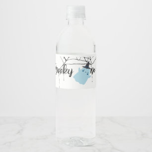 Spooky One Halloween 1st Birthday Minimal Blue Water Bottle Label