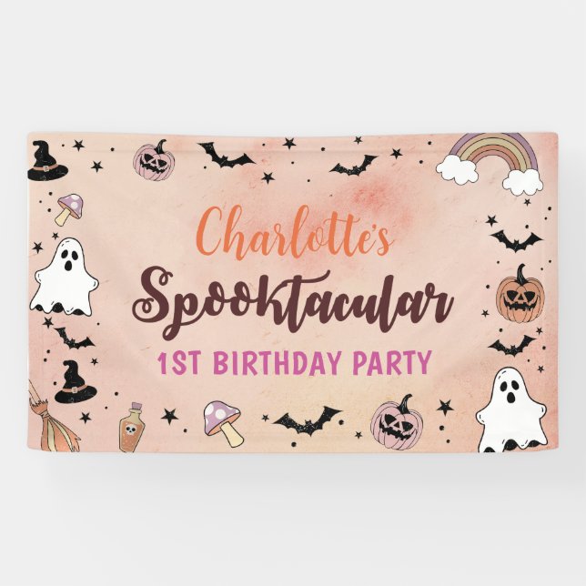 Spooky One Halloween 1st Birthday Party Banner (Horizontal)