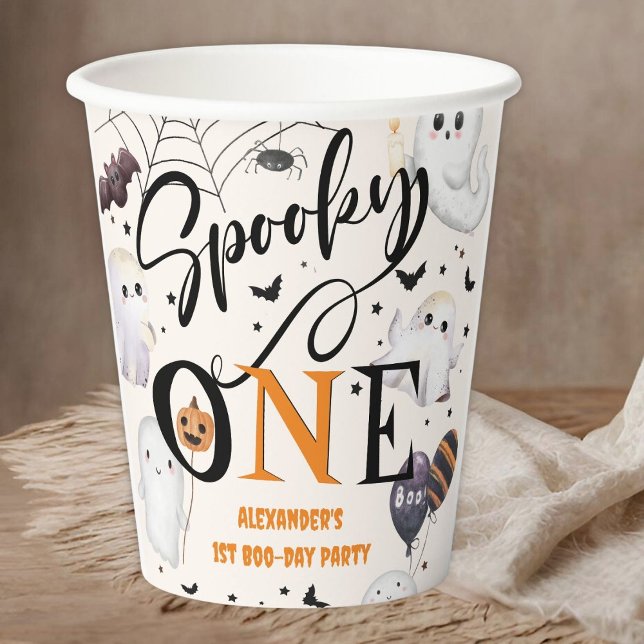 Spooky One Halloween 1st Birthday Party Cute Ghost Paper Cups (Creator Uploaded)