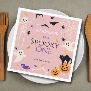 Spooky One Halloween 1st Birthday Pink  Napkin
