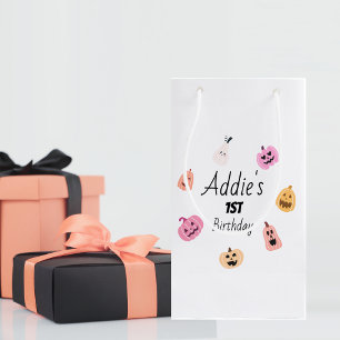Spooky One   Halloween 1st Birthday   Pink Pumpkin Small Gift Bag