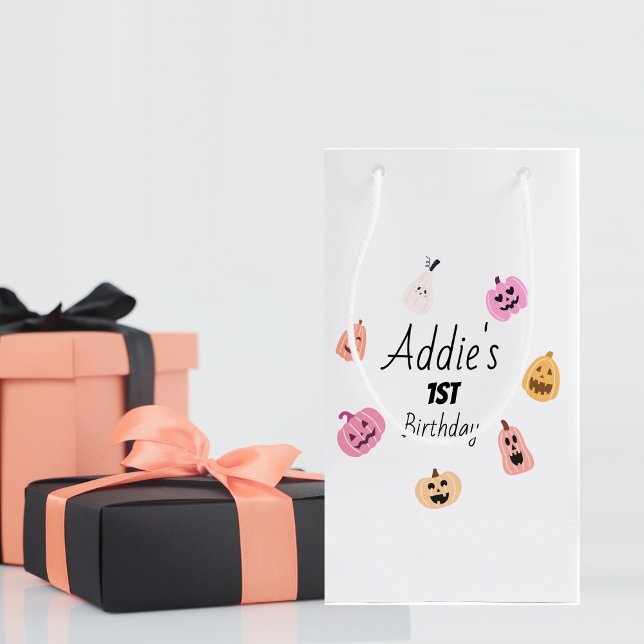 Spooky One | Halloween 1st Birthday | Pink Pumpkin Small Gift Bag (Creator Uploaded)