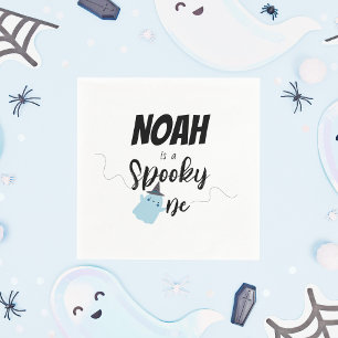 Spooky One Halloween B-Day Napkin Minimal Blue