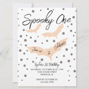 Spooky One Halloween Bats Birthday Party Invitation