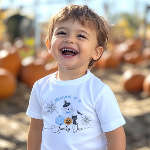 Spooky One Halloween Birthday blue Boo Baby T-Shirt