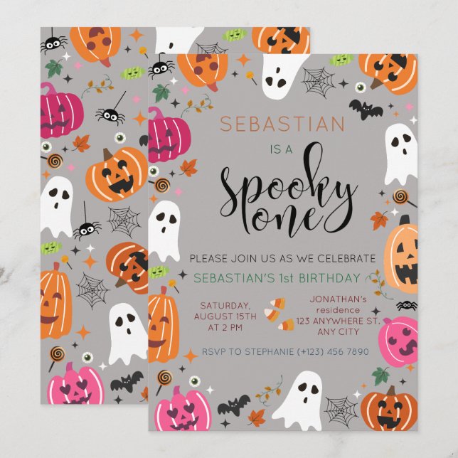 Spooky One Halloween Birthday Invitation (Front/Back)