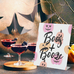 Spooky One Halloween Birthday Pink Booze Pedestal Sign