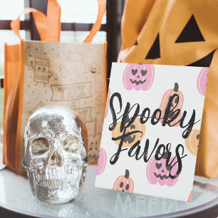 Spooky One   Halloween Birthday   Pink Favours Pedestal Sign