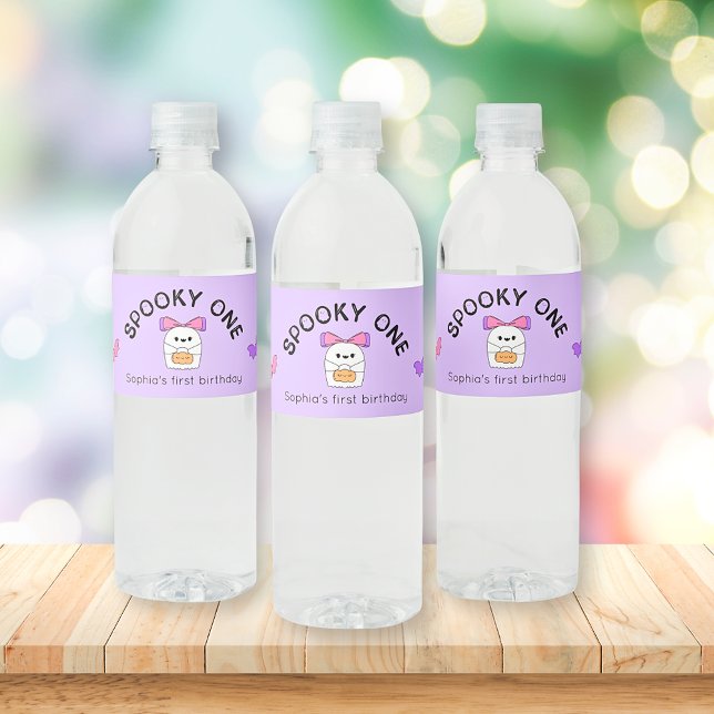 Spooky One Halloween Birthday Water Bottle Label (Creator Uploaded)