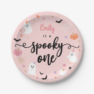 Spooky One Halloween Cute Ghost 1st Birthday Paper Plate