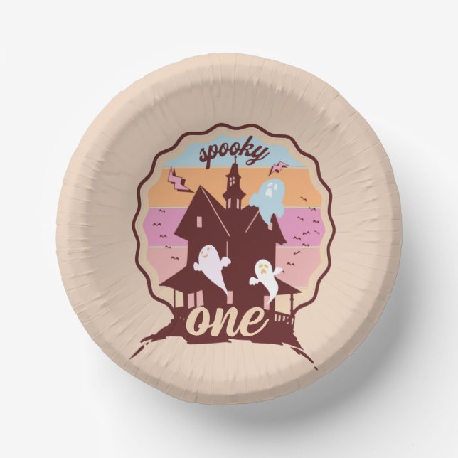 Spooky One Halloween First Birthday Ghost Party  Paper Plate (Front)