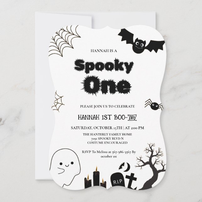 Spooky one Halloween first birthday party (Front)