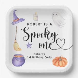 Spooky One Halloween First birthday party Paper Plate