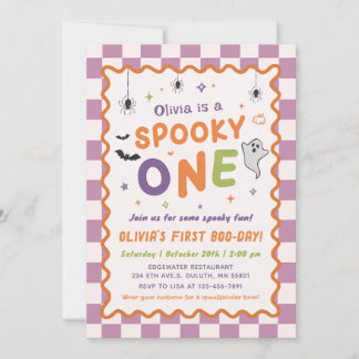Spooky One Halloween Ghost 1st Birthday Invitation