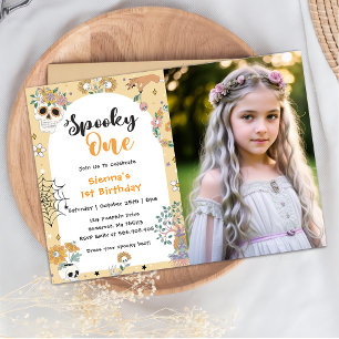 Spooky One Halloween Ghost 1st Birthday Photo Invitation