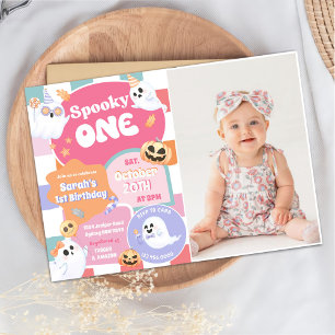 Spooky One Halloween Groovy 1st Birthday Party  Invitation
