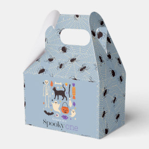 Spooky One Halloween Motifs Blue 1st Birthday Favor Box