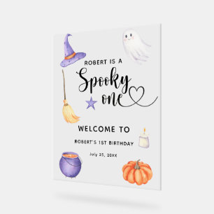 Spooky One Halloween Welcome to 1st Birthday Acrylic Sign
