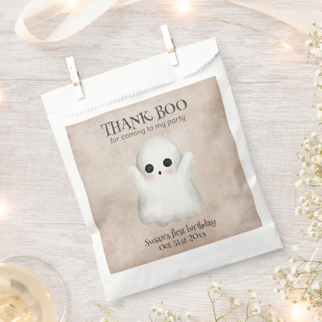 Spooky One Kawaii Ghost Halloween Birthday Favour Bag (Clipped)