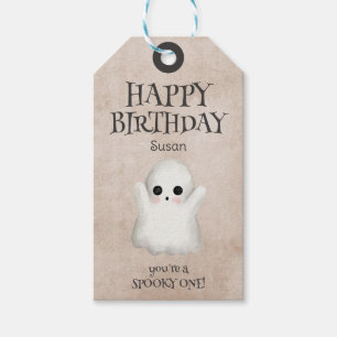 Spooky One Kawaii Ghost Halloween Happy Birthday Gift Tags
