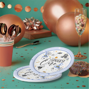 Spooky One Paper Plate - Blue
