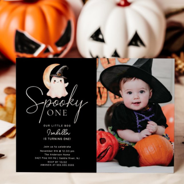 Spooky One Photo Birthday Invitation (Creator Uploaded)