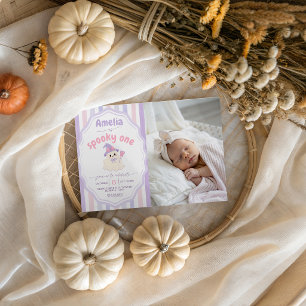 Spooky One Photo Girl 1st Birthday Invite