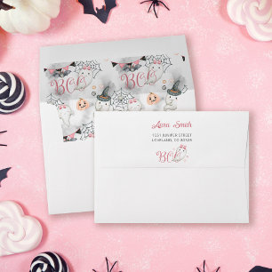 Spooky One Pink 1st Birthday Party Return Address  Envelope