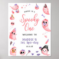 Spooky One Pink Halloween 1st Birthday Welcome