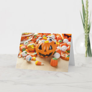Spooky Orange Halloween Candy Card