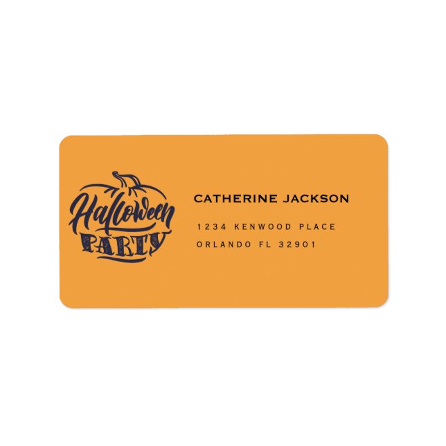 Spooky Orange Halloween Party Return Address Label (Front)