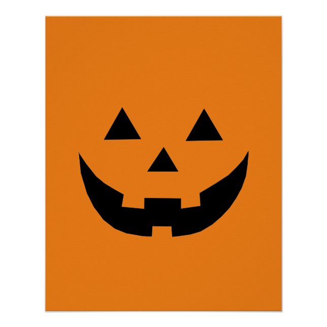 Spooky orange Jack o lantern pumpkin fun Halloween Poster (Front)