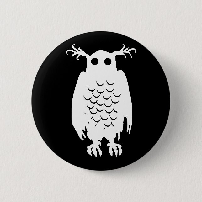 Spooky Owl 2 Inch Round Button (Front)