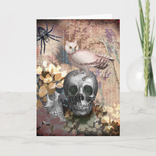 Spooky Owl and Skulls Halloween Card
