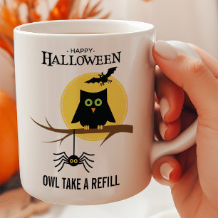 Spooky Owl and Spider Customizable Halloween Mug