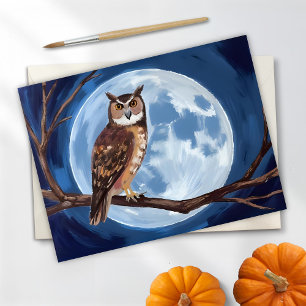 Spooky Owl Full Moon Halloween Holiday Postcard