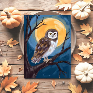 Spooky Owl   Full Moon Happy Halloween Holiday Postcard