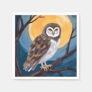 Spooky Owl   Full Moon Happy Halloween Napkin